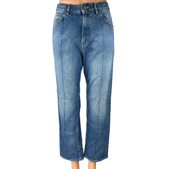GGDB Golden Goose Women's Blue High Waisted Straight Cropped Denim Jeans Size 26 - Picture 1 of 7
